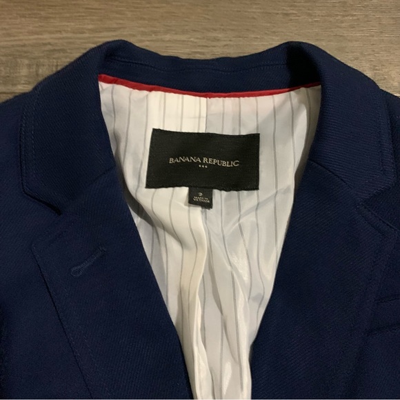 Banana Republic Preppy red collar BlazerJacket BasicTwo buttons navy career US 2 - Picture 2 of 10